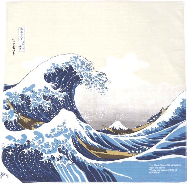 Sumidagawa - Katsushika Hokusai -The Great Wave off Kanagawa (波裏に富士) -  Furoshiki 48 x 48 cm