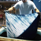 Tokolo Musubi - Natural indigo dyeing 天然藍染  Golden ratio arabesque indigo dyeing (黄金比 唐草 藍むら染め) - Furoshiki 100 x 100 cm