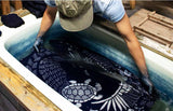 Kata Kata - Natural indigo dyeing  天然藍染  Crane and Turtle , dark indigo (鶴亀 濃藍) - Furoshiki   100 x 100 cm (Copy)