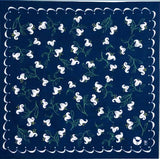 Takehisa Yumeji - Lily　Navy  (ゆり ネイビー)- Furoshiki 90 x 90 cm