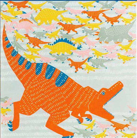 Kata Kata - Dinosaur Blue Gray  (きょうりゅう ブルーグレー) - Furoshiki   100 x 100 cm