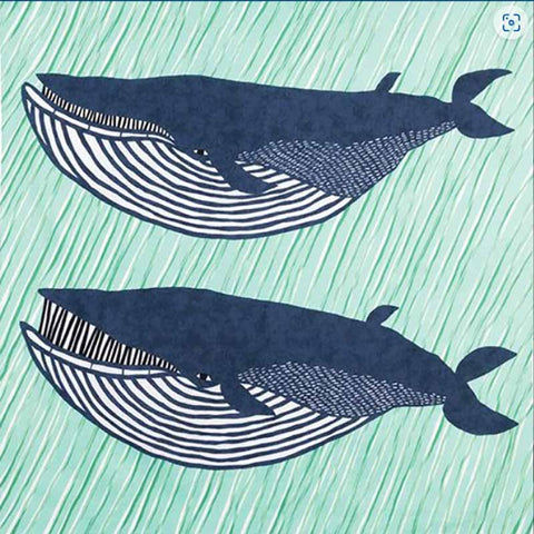 Kata Kata - Fin whale green  (ナガスクジラ グリーン) - Furoshiki   100 x 100 cm