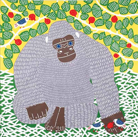 Kata Kata -  Gorilla Green  (ゴリラ   グリーン) - Furoshiki   100 x 100 cm