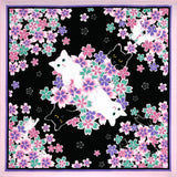 LaLaLu - Neko no yasokyoku  (Cat Nocturne)  ねこの夜想曲（ノクターン） - Furoshiki 50 x 50 cm