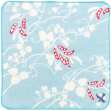 Takehisa Yumeji - Beans Light Blue - Gauze Towel (Handkerchief)  ガーゼタオルハンカチ まめ ミズイロ   25 x 25 cm