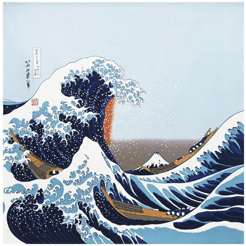 Jiyufu - Hokusai   The Great Wave off Kanagawa  北斎浪     - Furoshiki - 118 x 118 cm