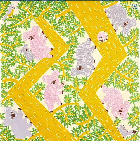 Kata Kata - Koala   Cream Yellow ( コアラ   クリームイエロー) - Furoshiki   100 x 100 cm