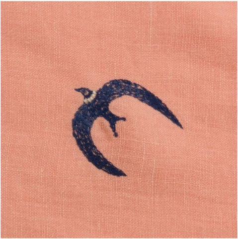 Cho Musubi - 50 Mina Perhonen Linen Embroidery Go! Salmon pink  - 50 ミナ ペルホネン リネン刺繍 go!  サーモンピンク