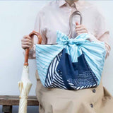 Kata Kata - Water repellent finish -  Fin whale  blue アクアドロップ ナガスクジラ ブルー (撥水加工) - Furoshiki   100 x 100 cm