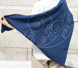 Tokolo Musubi - Natural indigo dyeing 天然藍染  Golden ratio arabesque dark blue (黄金比 唐草 濃藍) - Furoshiki 100 x 100 cm