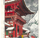 Asano Takeji - TA11  Kamigamo Jinjya Yuki 　浅野竹二　木版画　 TA11　上賀茂神社雪 - Free Shipping