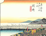 Utagawa Hiroshige - Okazaki the 39th station  岡崎 (The Fifty-three Stations of the Tokaido)   Unsodo Edition - Free Shipping