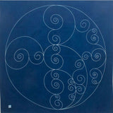 Tokolo Musubi - Natural indigo dyeing 天然藍染  Golden ratio arabesque dark blue (黄金比 唐草 濃藍) - Furoshiki 100 x 100 cm