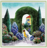 Saikosha - #015-07  A girl and a bicycle (Framed Cloisonné ware) - Free Shipping